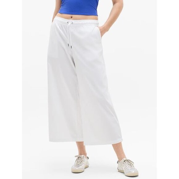 ATHLETA Women's Midday Mid Rise Crop Poplin Pant Size S In Bright White - Picture 1 of 13